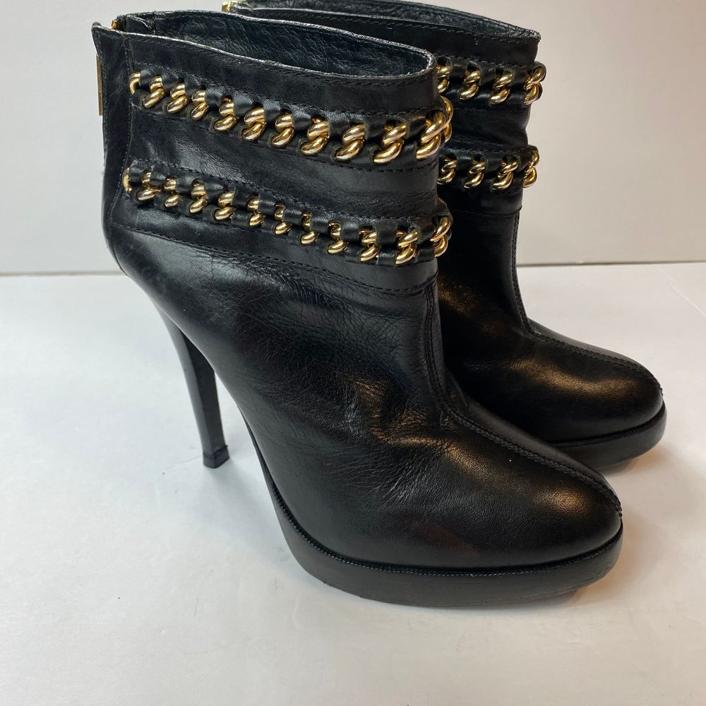 SOLD Tory Burch Lysa Leather & Chain Link Booties - Picture 6 of 16